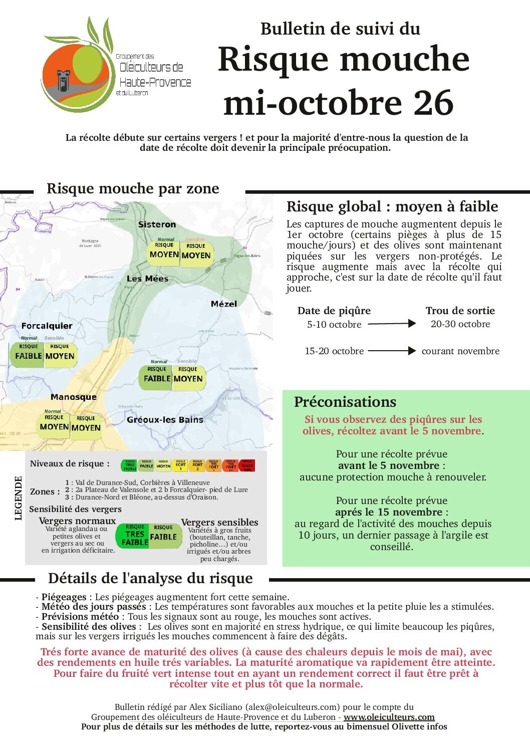Bulletin « Le Risque Mouche à mi-octobre 2026 »